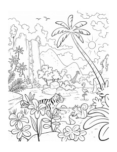 Coloring Page: Plants and Animals