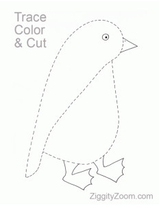 penguin trace painting coloring