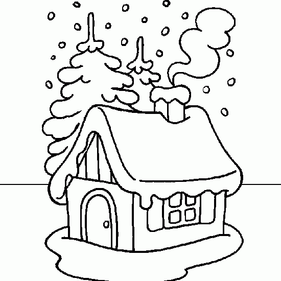 Christmas coloring - drawing, snowy, house, Christmas, spirit free
